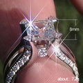 Silver Tone Princess Cut Halo Ring With Split Band view 5