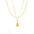 Gold Hexagon Stone Pendant Necklace And Link Chain view 5
