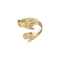 Sculpted Hands Open Cuff Bracelet Gold Silver Metal view 5