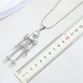 Silver Tone Robot Hardware Pendant Necklace with Nut and Screw Details view 2