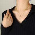 Gold Dual Layer LOVE Coin Cat Eye Pendant Necklace view 1