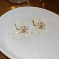 Blue And White Open Petal Flower Stud Earrings Jewelry Pair view 6