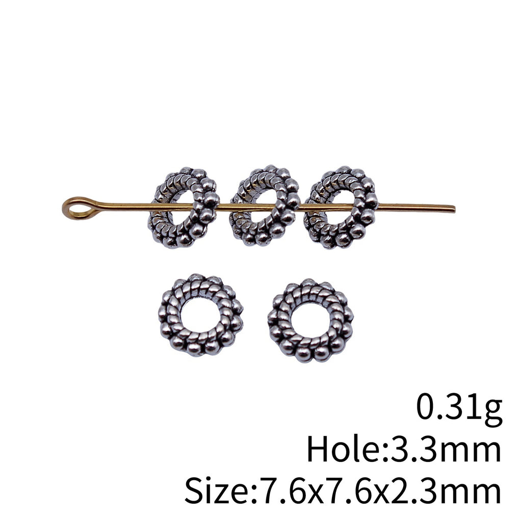 7.6x7.6x2.3mm 0.31g Multicolor Zinc Alloy Round Large Hole Spacer Beads for Bracelet Necklace DIY Making