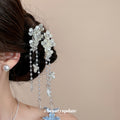 White Pearl Flower Duckbill Hair Clips Bead Dangle Style view 3