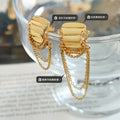 Geometric Square Stud Earrings With Multi Chain Drops view 2