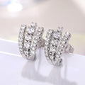 Silver Clear CZ Double U Curve Stud Earrings Alloy view 4