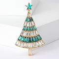 Baguette Rhinestone Christmas Tree Brooch Star Top Pin view 9
