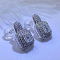 Silver Tone Pavé Crystal Rounded Square Stud Earrings view 2