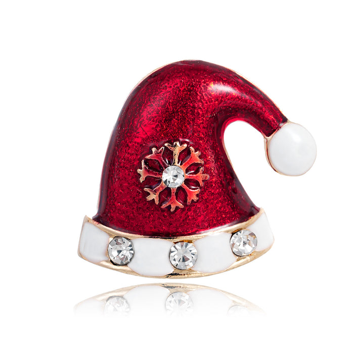 Red Snowflake Crystal Enamel Metal Brooch Pin for Jackets and Lapels
