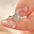 Round Clear Solitaire Pave Shoulder Slim Ring In Silver Tone view 2