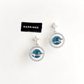 Silver Blue Planet Orbit Crystal Star Stud Earrings Pair view 4