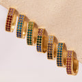 Double Row Crystal U Hoop Earrings in Seven Colorways view 1