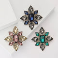 Baroque Crystal Star Brooch in Purple Green and Blue view 1