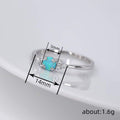 Silver Tone Blue Opal Look Oval Ring Clear Accents Sizes 6-10 view 4