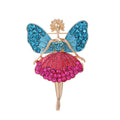 Yellow Gold Tone Ballet Dancer Crystal Enamel Four Designs Metal Brooch Pin view 8