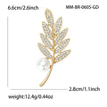 Rhinestone Leaf Spray Brooch Pearl Accent Gold Silver Pin view 4