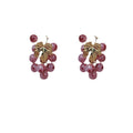 Pink Speckled Grape Cluster Stud Earrings Gold Leaf Accent view 5