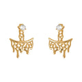 Gold Front Back CZ Stud Melt Openwork Ear Jacket Set view 5
