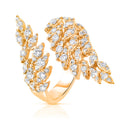 Open Crystal Feather Wing Ring Three Metal Tones Adjustable view 2