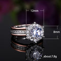 Round Clear Stone Halo Two-Ring Set In Three Metal Finishes view 5