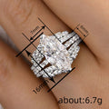 Marquise Clear Solitaire Chevron Three-Ring Set Silver Tone view 4