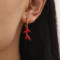 Gold Coral Branch Shell Pearl and Enamel Drop Earrings view 3