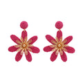 Nine Color Woven Large Flower Statement Dangle Earrings view 5