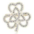 Looped Crystal Open Clover Brooch in Black or White view 1