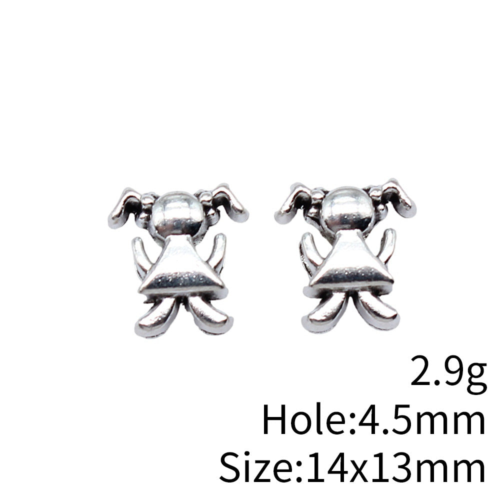 14x13mm 2.9g Antique Silver Zinc Alloy Girl Large Hole Beads for Bracelet Necklace Jewelry Making