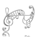 Musical Notes and Treble Clef Brooch in Gold or Silver Tone view 5
