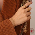 Interlocking Link Chain Necklace And Bracelet Gold Or Steel view 3
