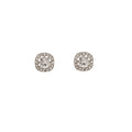 Clear Square Stone Halo Small Silver Tone Stud Earrings view 5