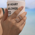 Dual Zircon Open Rings Round And Heart Gold Steel Tones view 3