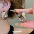 Twisted Wire Open C Hoop Clip On Earrings Statement Pair view 4