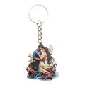 Embracing Couple Roses Water Printed Wood Keychain Ring view 5