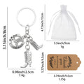 Silver Cowboy Boot Horseshoe Longhorn Western Keychain view 2
