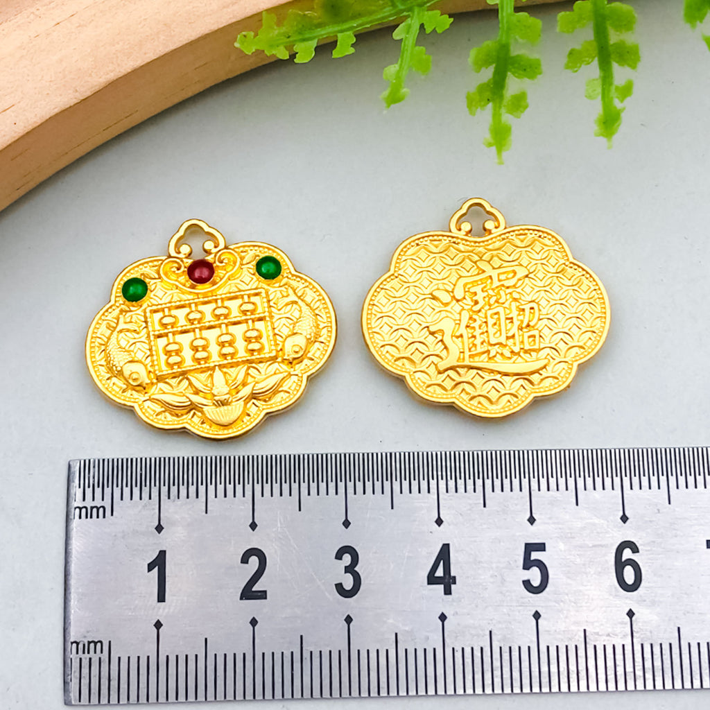 Old Gold Enamel Zinc Alloy Lion Dance Abacus Gourd Hollow Charm Pendant for DIY Bracelets