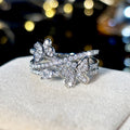 Butterfly Multi-Band Pave Ring In Polished Silver Tone view 2