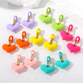 Matte Macaron Heart Drop Earrings Gold Links 12 Colors view 1
