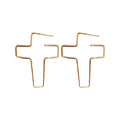 Large Open Cross Drop Earrings in Gold and Silver Tones view 5