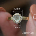 Gold Tone Milky Cabochon Halo CZ Finger Ring Sizes 6-10 view 4