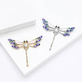 Dragonfly Brooch With Pearl and Blue Green Crystal Wings view 2