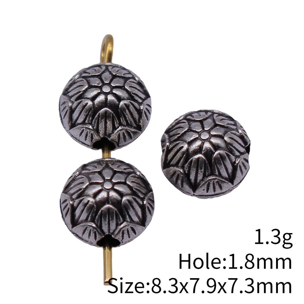 8.3x7.9x7.3mm 1.3g Antique Silver Tone Zinc Alloy Double Sided Lotus Spacer Beads for DIY Bracelets