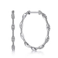 White Gold Tone Marquise Crystal Oval Geometric Hoop Earrings view 2