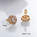 Round Clear Stone Double Halo Stud Earrings With Clear Stone Accents view 5
