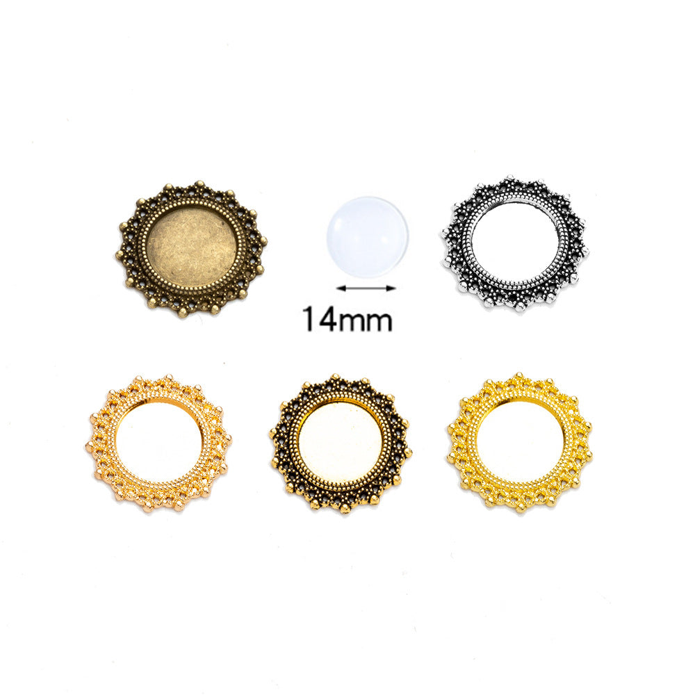 24mm Lace Edge Alloy Bezel Setting Pendant Tray for 14mm Cabochons
