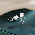 Silver White Acrylic Lily Flower Leaf Hook Drop Earrings view 3