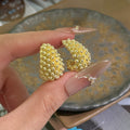 Gold and Silver Woven Teardrop Statement Stud Earrings view 6