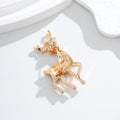 Gold Tone Christmas Reindeer Metal Brooch Pin for Jackets and Lapels view 3