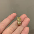 Champagne Pearl Drop Stud Earrings with Brown Square Tops view 3